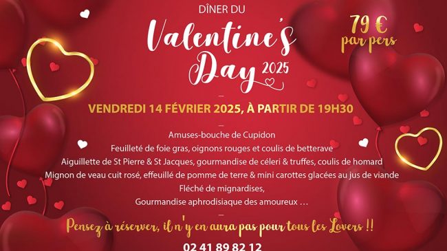 Menu Saint Valentin 2025 Restaurant Baugé Maine et Loire Menu Saint Valentin 2025 Restaurant Baugé Maine et Loire